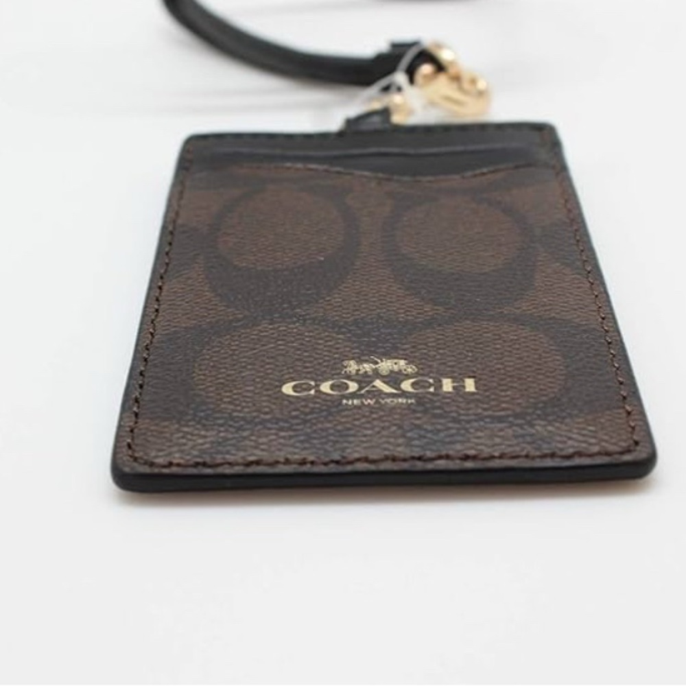 Coach Authentic Signature PVC Lanyard ID Badge Card Holder (Brown/Black) - Picture 3 of 11